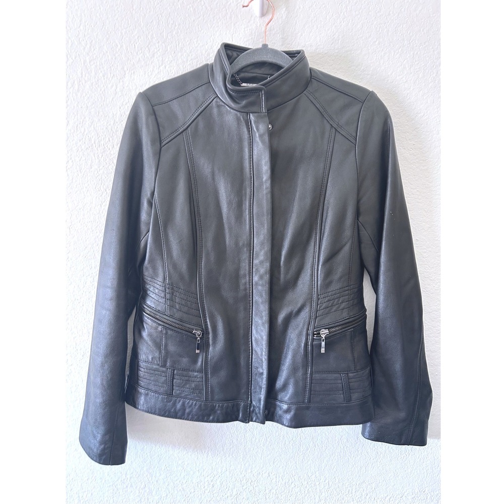 Classic Moto Style A.N.A. Genuine‎ Lambskin Leather Jacket Black SZ SM Sz Large